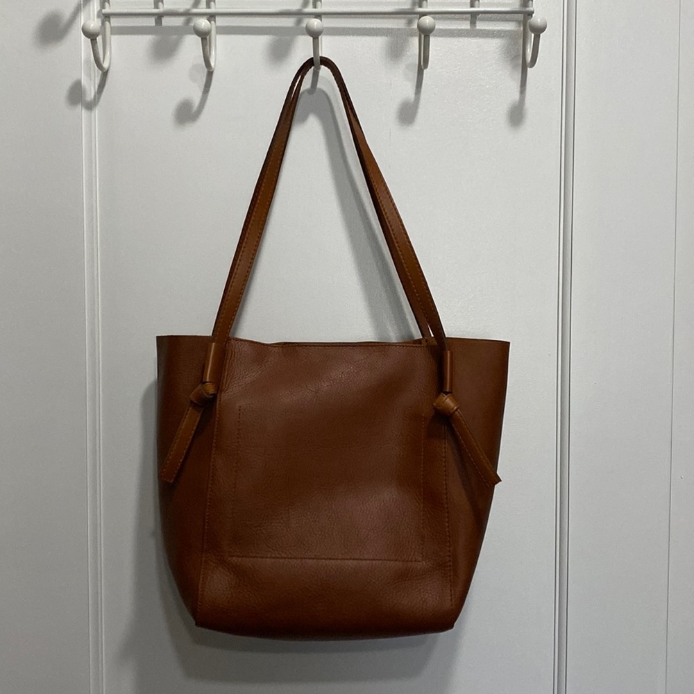 Madewell, brown leather tote bag